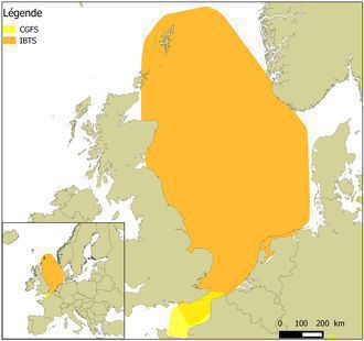 Zone couverte par les données en Manche Mer du Nord